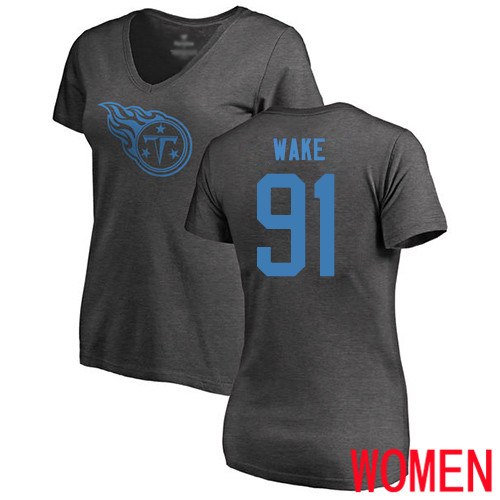 Tennessee Titans Ash Women Cameron Wake One Color NFL Football #91 T Shirt